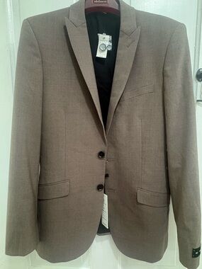 Express Men's Taupe/Brown Two-Button Blazer